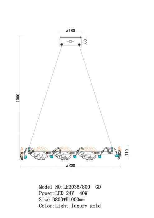 Подвесная люстра Leon Ilana LE3036/800 CH