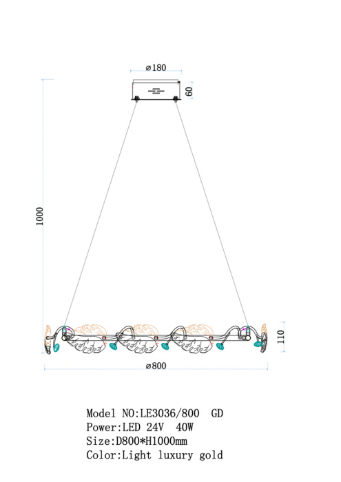 Подвесной светильник Leon Ilana LE3036/800 CH