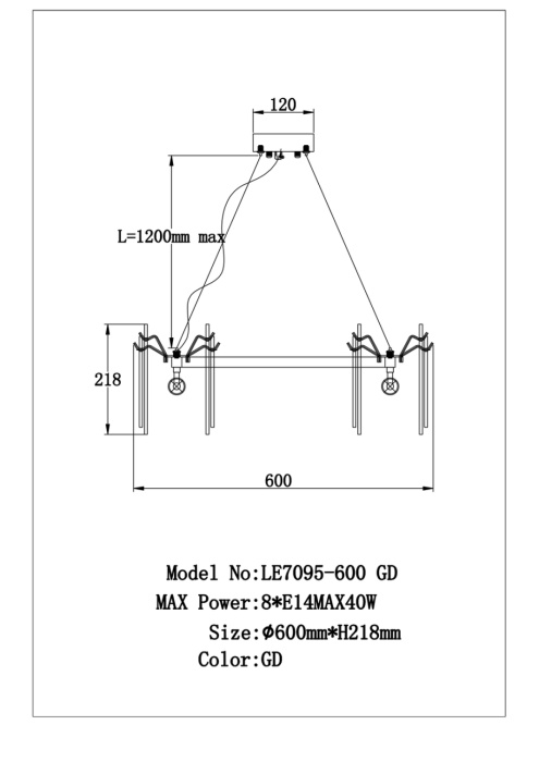Подвесная люстра Leon Infini LE7095/600 GD