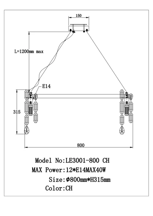 Подвесная люстра Leon Elien LE3001/800 GD