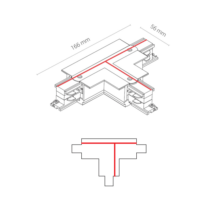 Коннектор для трехфазной трековой системы T-образный левый 1 Nowodvorski Ctls Power Black 8248