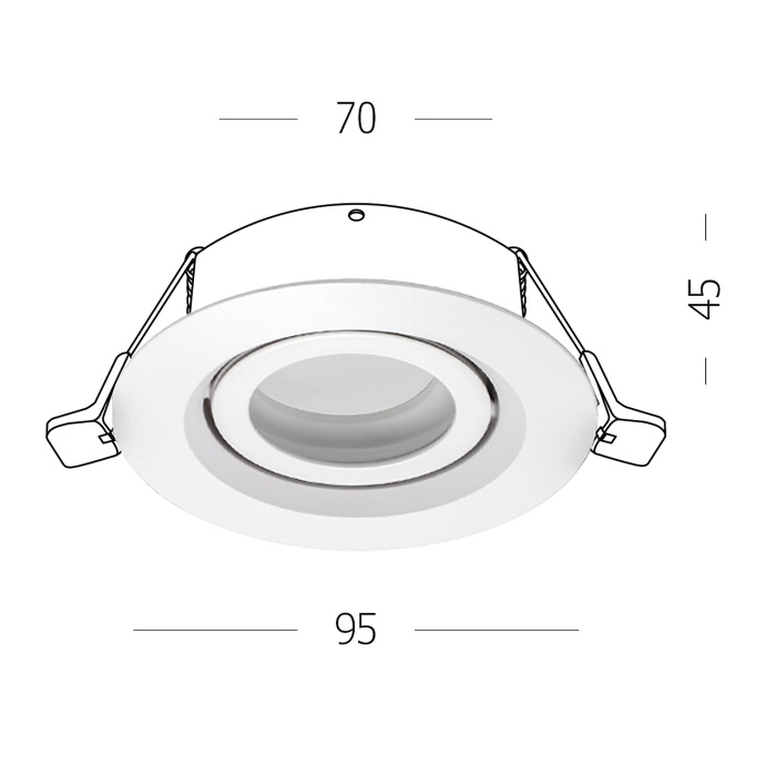 Светильник встраиваемый Белый GU10 1*50W IP65 D95xH45 220V Без ламп ST255.508.01