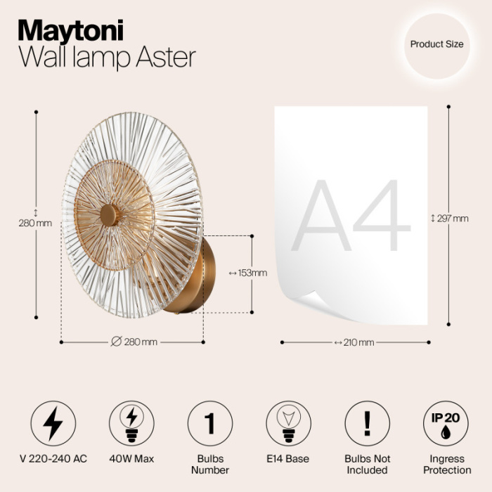 Бра Maytoni Aster MOD007WL-01G
