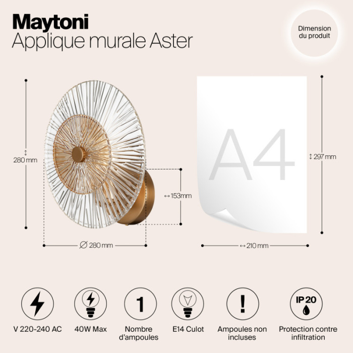 Бра Maytoni Aster MOD007WL-01G