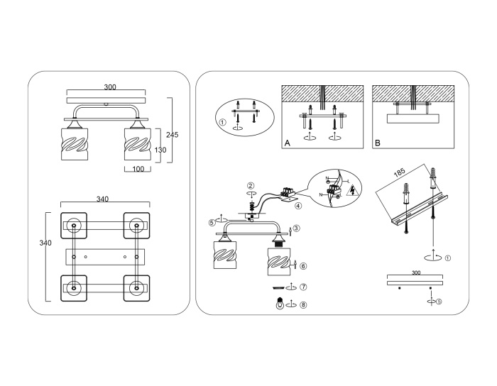 Светильник потолочный со стеклянными плафонами AMBRELLA light TR3033249