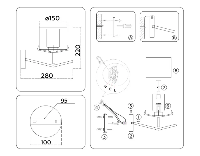 Настенный светильник со стеклянным плафоном Ambrella light LH57010