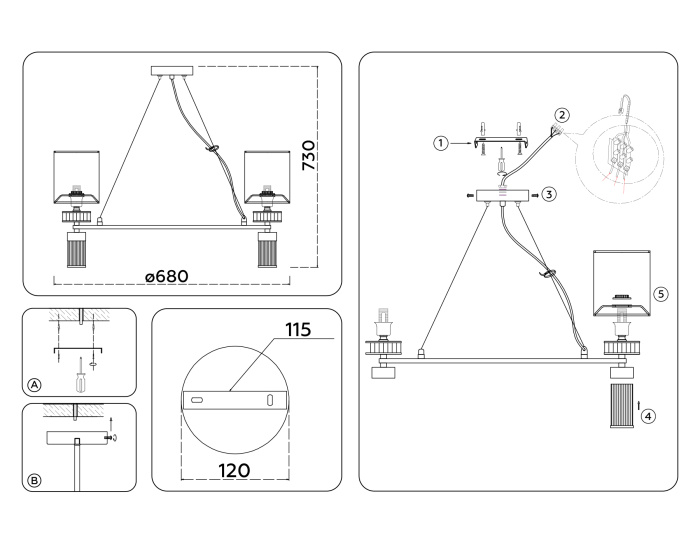 Подвесная люстра с абажурами Ambrella light LH71291
