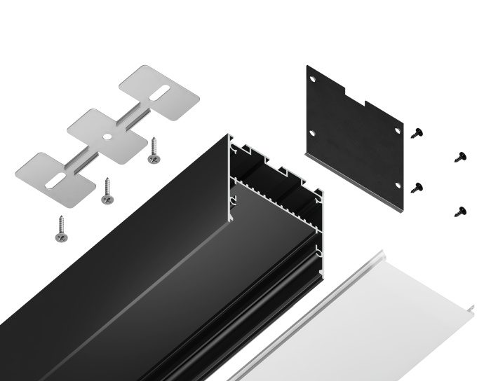 Алюминиевый профиль накладной/подвесной "Profile System" 50*50 для светодиодной ленты до 41,4мм Ambrella light GP3100BK