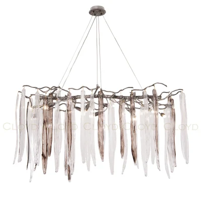 Люстра Cloyd SULAWESI C12 / L122 см - серебро темн. - черн. стекло (арт.10406)