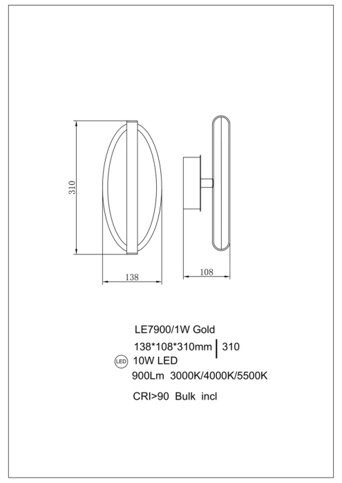 Настенный светильник Leon Irene LE7900/1W Gold
