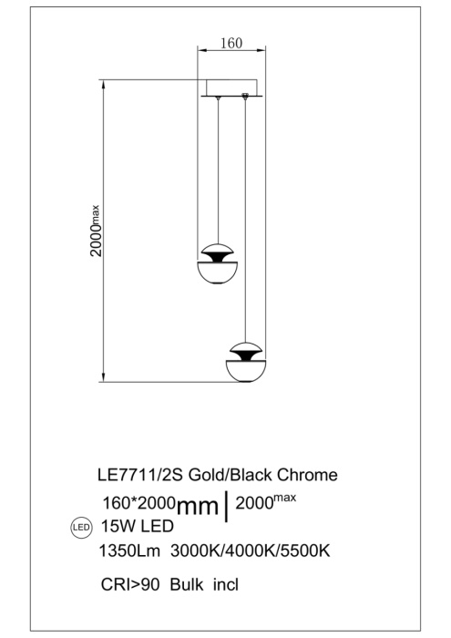Подвесной светильник Leon Jelly LE7711/2S Gold/Black Chrome