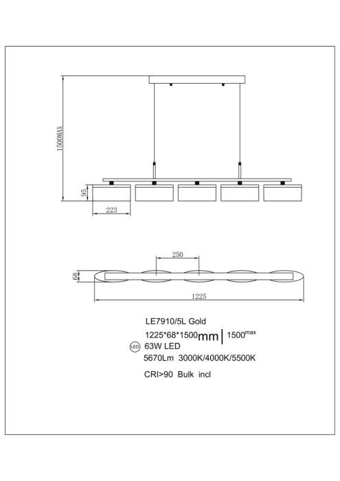 Подвесная люстра Leon Indiana LE7910/5L Gold