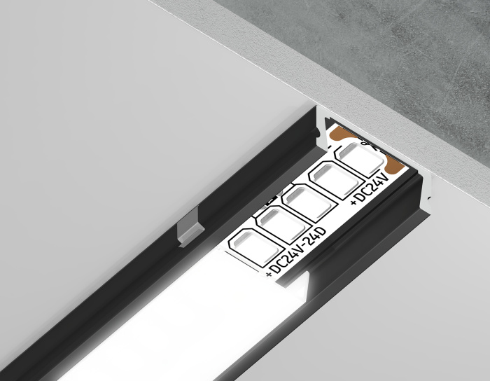 Алюминиевый профиль накладной 15.5*6 для светодиодной ленты до 11мм Ambrella light GP1700BK