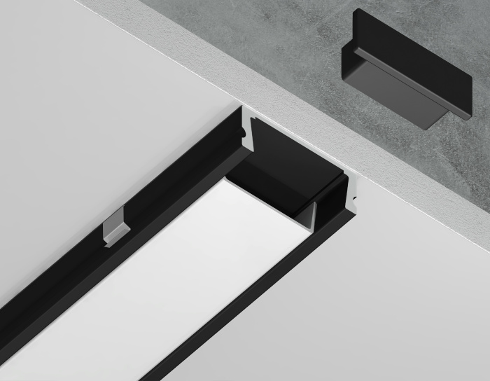 Алюминиевый профиль накладной 15.5*6 для светодиодной ленты до 11мм Ambrella light GP1700BK