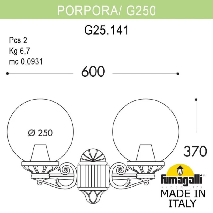 Уличный настенный светильник Fumagalli G25.141.000.VYE27