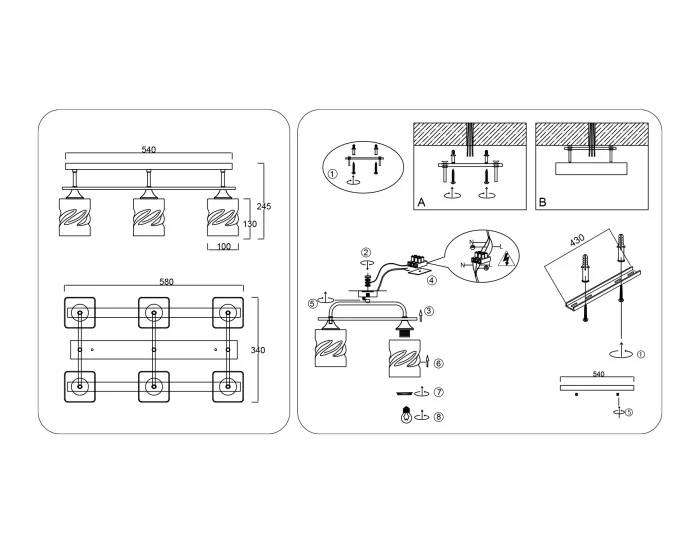 Светильник потолочный со стеклянными плафонами AMBRELLA light TR3033250