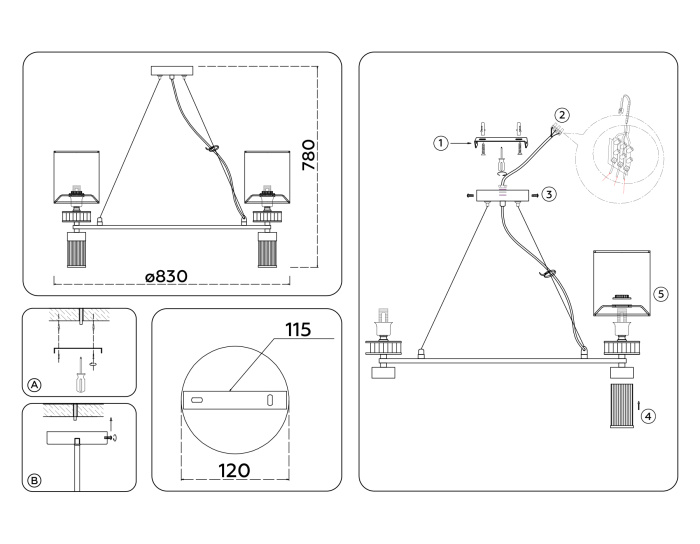 Подвесная люстра с абажурами Ambrella light LH71293