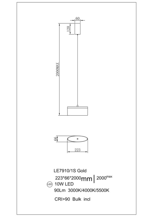 Подвесной светильник Leon Indiana LE7910/1S Gold