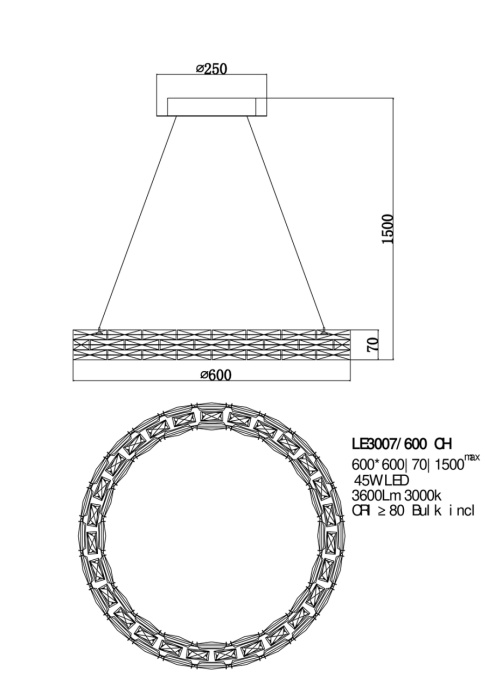 Подвесная люстра Leon Lucie LE3007/600 CH