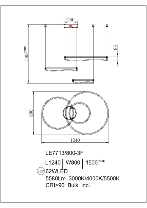 Подвесной светильник Leon Celeste LE7768/800-3F Black Chrome