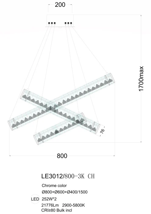 Подвесная люстра Leon Delaina LE3012/800-3K CH
