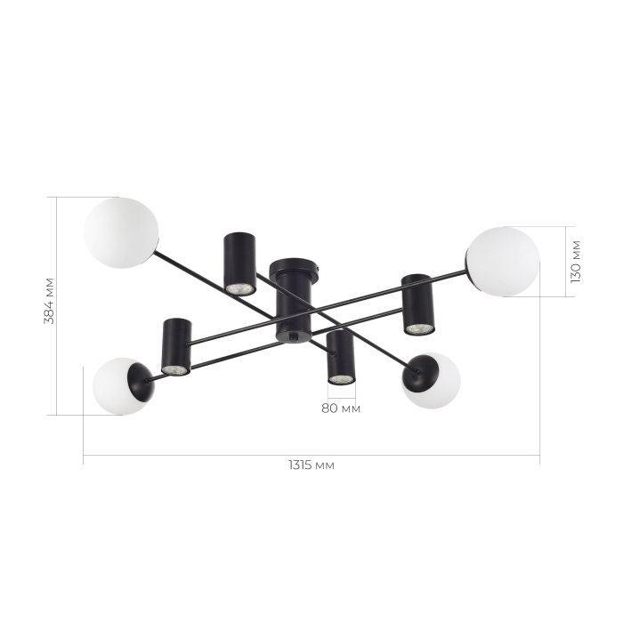 Светильник потолочный Черный/Белый GU10+E27 4+4*5+60W SLE1105-402-08