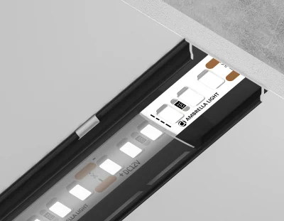 Алюминиевый профиль накладной 15.5*6 для светодиодной ленты до 11мм Ambrella light GP1700BK/BK