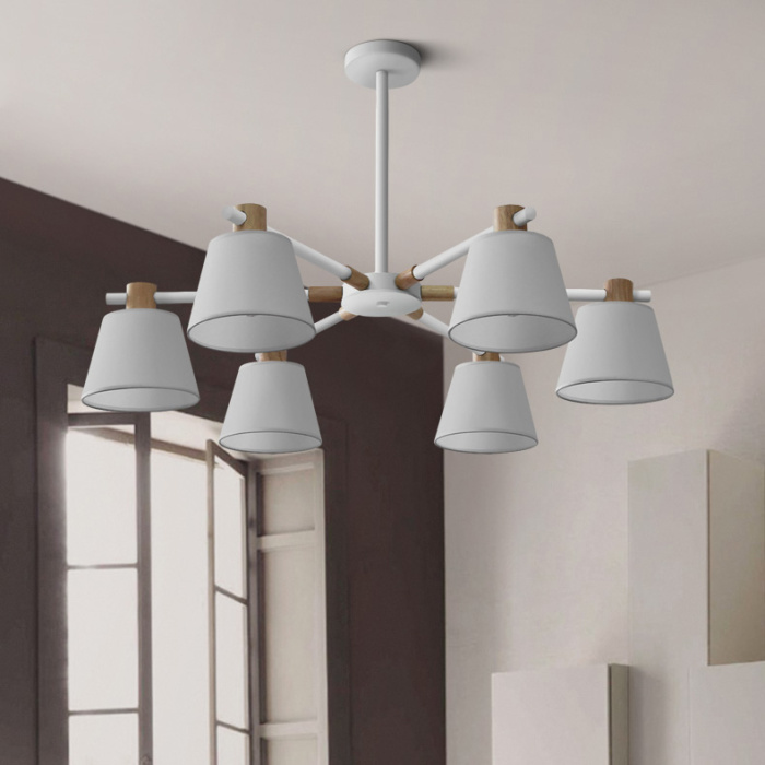 Потолочная люстра на штанге NATURA A WHITE 6 ImperiumLoft