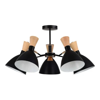 Светильник потолочный Черный/Черный, Светлое дерево, Золотистый E14 5*40W SLE1256-402-05