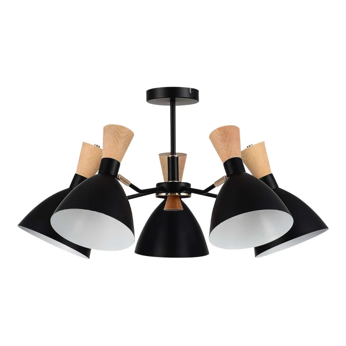 Светильник потолочный Черный/Черный, Светлое дерево, Золотистый E14 5*40W SLE1256-402-05