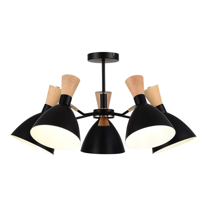 Светильник потолочный Черный/Черный, Светлое дерево, Золотистый E14 5*40W SLE1256-402-05