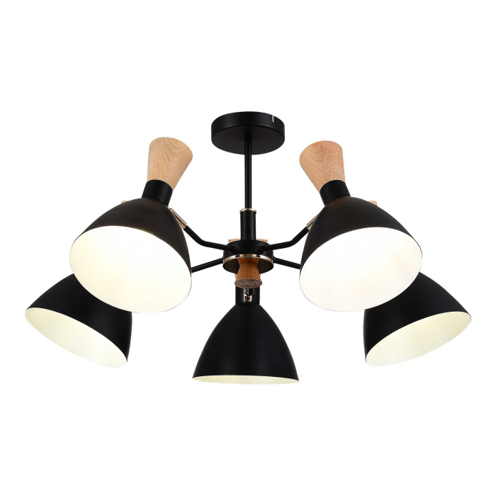 Светильник потолочный Черный/Черный, Светлое дерево, Золотистый E14 5*40W SLE1256-402-05