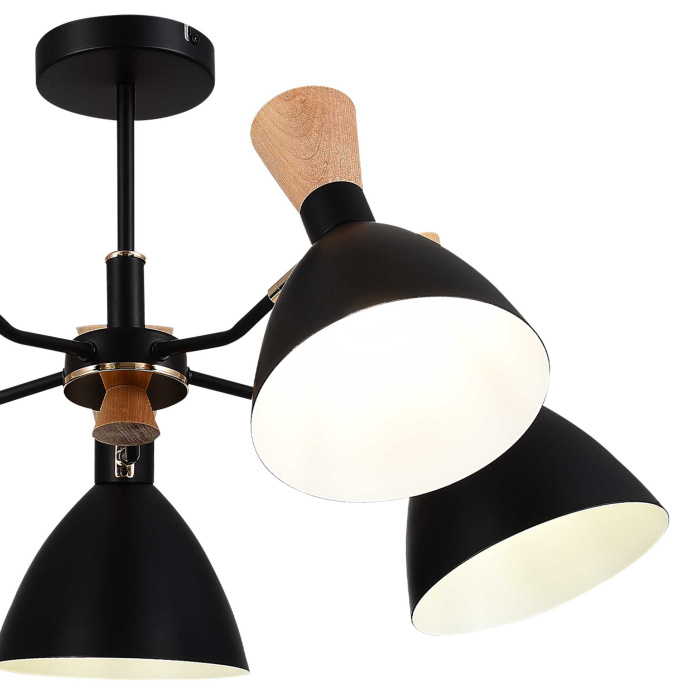 Светильник потолочный Черный/Черный, Светлое дерево, Золотистый E14 5*40W SLE1256-402-05