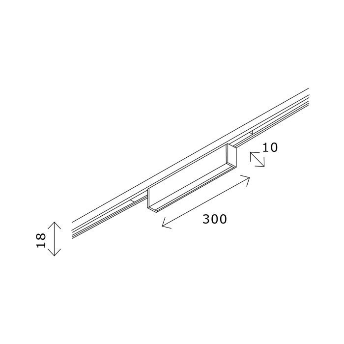 Магнитный трековый светильник Черный LED 1*8W 4000K 250Lm Ra>80 100° IP20 L300xW10xH18 ST665.446.08