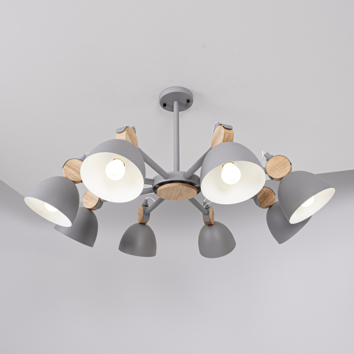 Потолочная люстра на штанге ROLLA 8 Gray ImperiumLoft