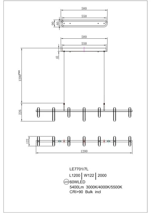 Подвесная люстра Leon Theona LE7701/7L Black/Gold