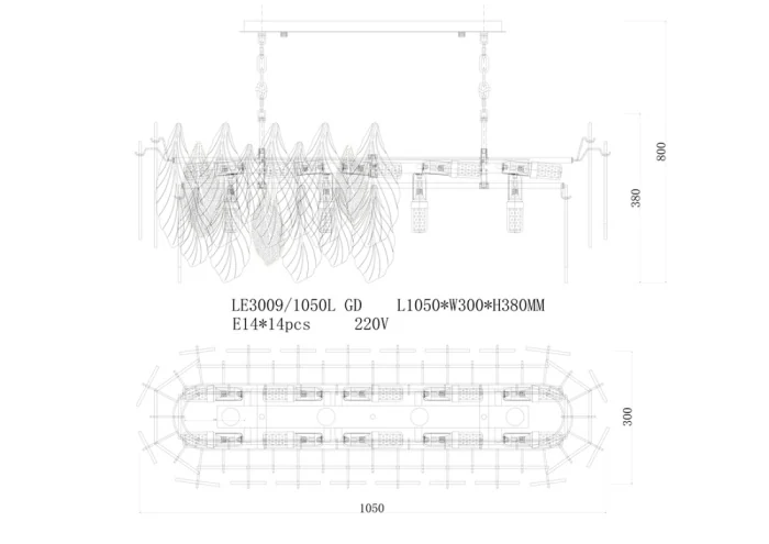 Подвесная люстра Leon Adele LE3009/1050L GD