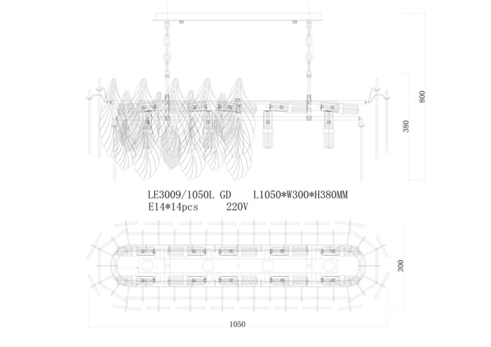 Подвесная люстра Leon Adele LE3009/1050L GD