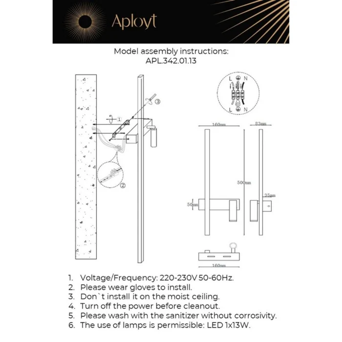 Настенный светильник Aployt Reymand APL.342.01.13
