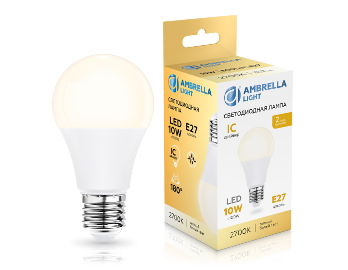 Лампа светодиодная Лон A60 10W 2700K AMBRELLA light 601003