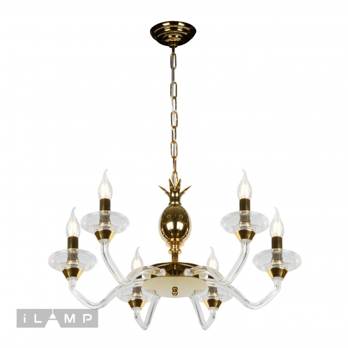 Подвесная люстра iLamp Flo YT2049-6 Золото+прозрачная