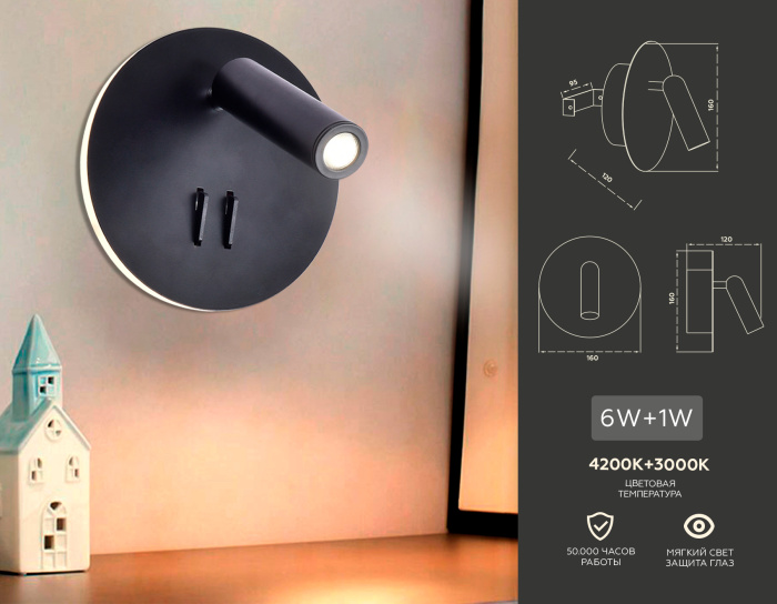 Настенный светодиодный светильник с выключателем Ambrella light FW252