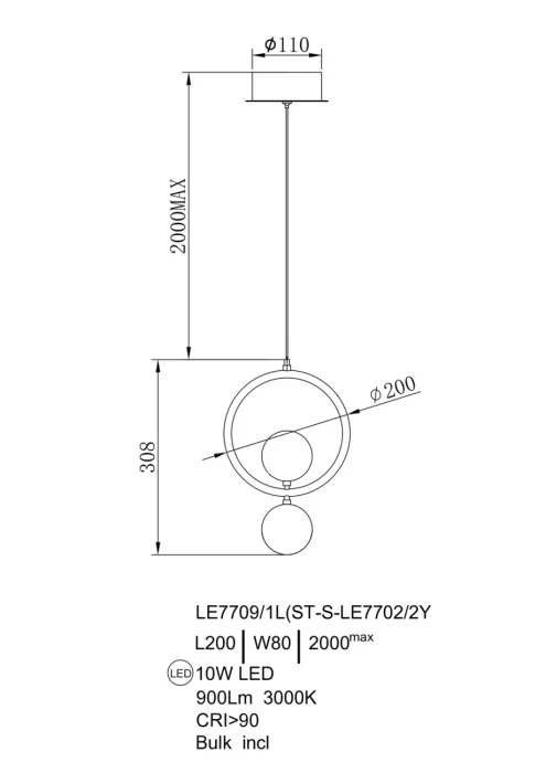 Подвесной светильник Leon Lilith LE7709/1L Black Chrome/Gold