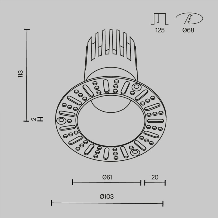 Встраиваемый светильник Maytoni Dip DL122-15W-2.7K-TRS-B
