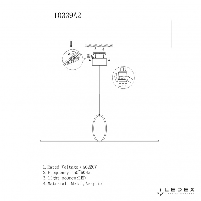 Подвесной светильник iLedex ZOOM 10339P/A2-35W-3000K BLACK&WHITE
