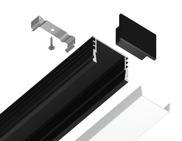 Алюминиевый профиль накладной 18*4 для светодиодной ленты до 15мм Ambrella light GP1750BK