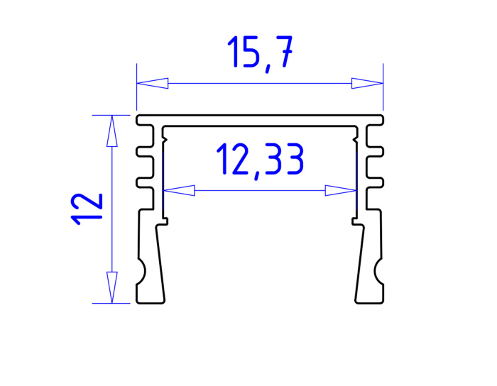 Алюминиевый профиль накладной 18*4 для светодиодной ленты до 15мм Ambrella light GP1750BK