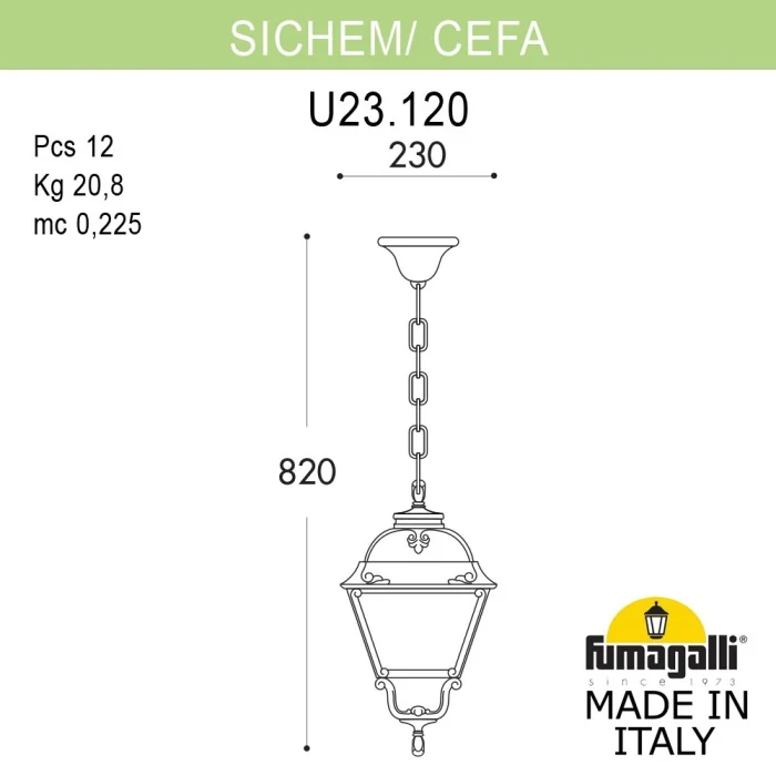 Уличный подвесной светильник Fumagalli SICHEM/CEFA U23.120.000.AXE27