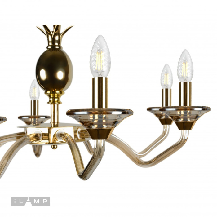 Подвесная люстра iLamp Flo YT2049-8 Золото+Коньяк