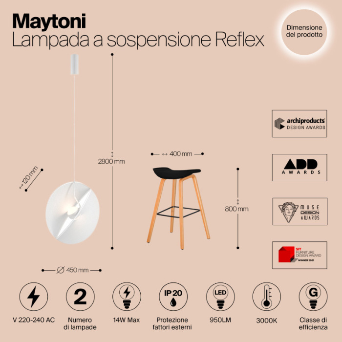 Подвесной светильник Maytoni Reflex MOD154PL-L6W3K